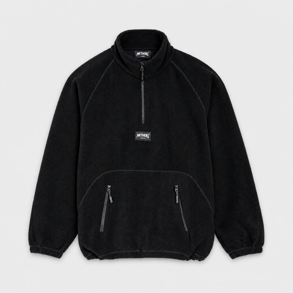 Method - Label 1/4 Zip Fleece — Black