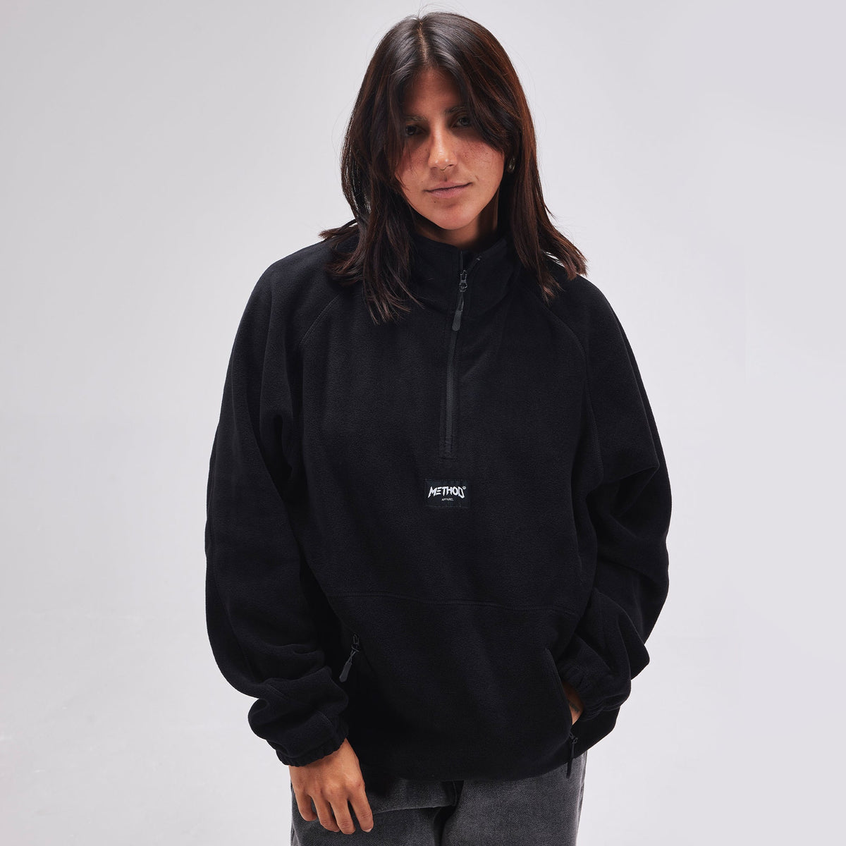 Method - Label 1/4 Zip Fleece — Black