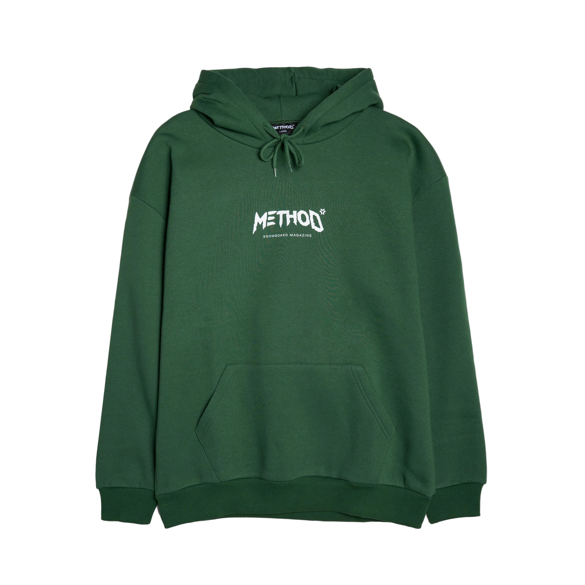 Green hoodie with 'METHOD' logo on a white background