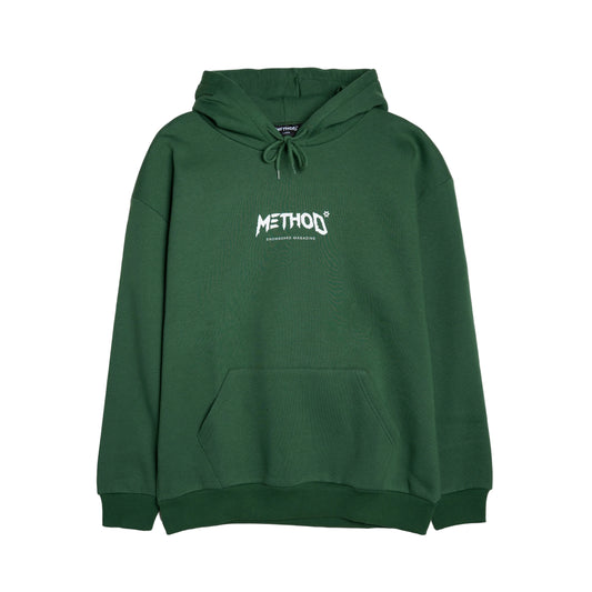 Green hoodie with 'METHOD' logo on a white background