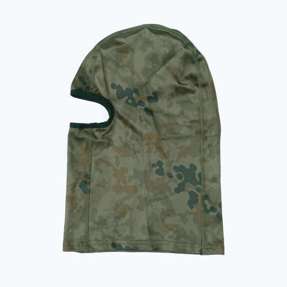 Camouflage-patterned hood on a white background