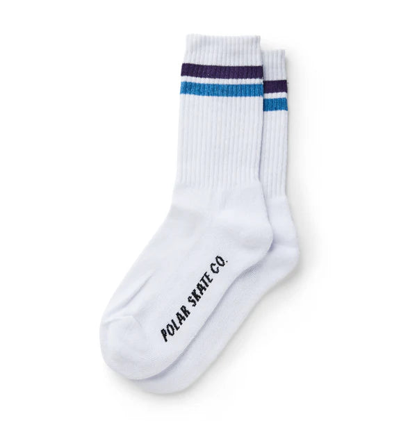 Polar Skate Co. - Stripe Socks White / Purple / Blue