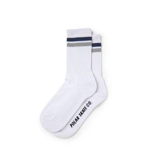 Polar Skate Co. - Stripe Socks White / Navy / Grey