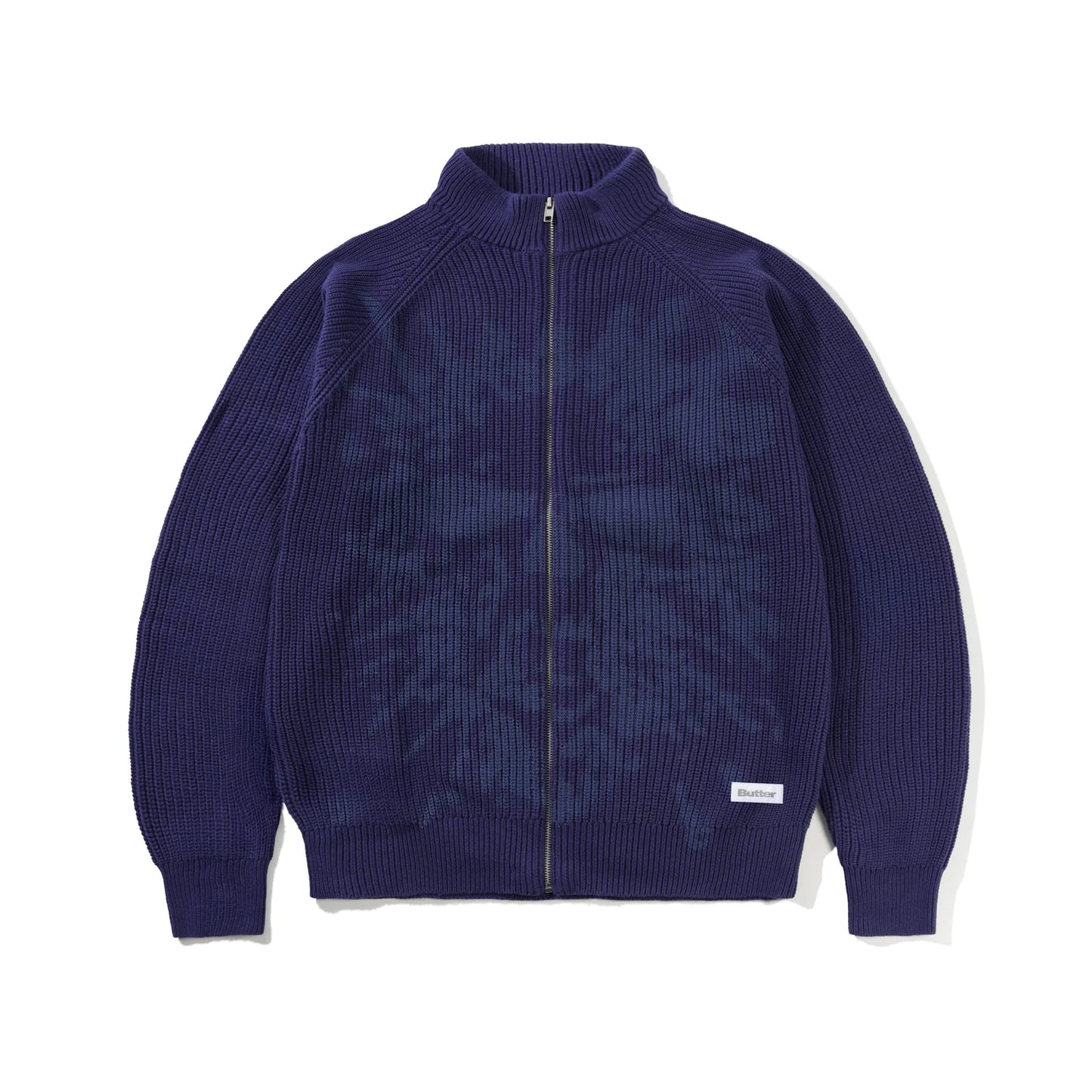 Butter Goods - Shout Zip-Thru Knit Sweater Dark Blue
