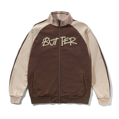 Butter Goods - Tunnel Fleece Track Jacket Chocolate/Beige