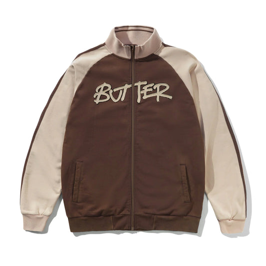 Butter Goods - Tunnel Fleece Track Jacket Chocolate/Beige