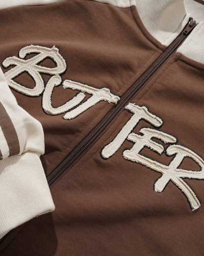 Butter Goods - Tunnel Fleece Track Jacket Chocolate/Beige
