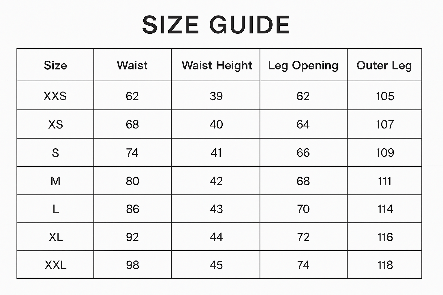 Size guide